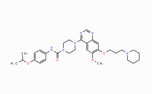 CAS No. 387867-13-2, N-(4-Isopropoxyphenyl)-4-(6-methoxy-7-(3-(piperidin-1-yl)propoxy)quinazolin-4-yl)piperazine-1-carboxamide