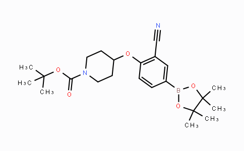 CAS No. 1292317-57-7, tert-Butyl 4-(2-cyano-4-(4,4,5,5-tetramethyl-1,3,2-dioxaborolan-2-yl)phenoxy)piperidine-1-carboxylate