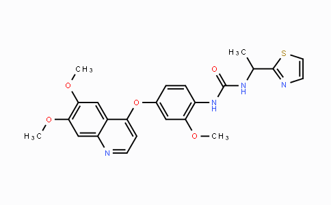 CAS No. 623142-96-1, 1-(4-((6,7-Dimethoxyquinolin-4-yl)oxy)-2-methoxyphenyl)-3-(1-(thiazol-2-yl)ethyl)urea