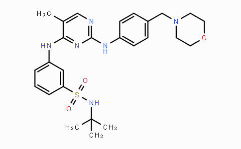 CAS No. 936091-15-5, N-(tert-Butyl)-3-((5-methyl-2-((4-(morpholinomethyl)phenyl)-amino)pyrimidin-4-yl)amino)benzenesulfonamide
