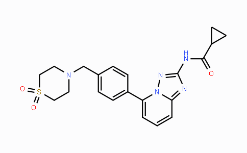 CAS No. 1206161-97-8, N-(5-(4-((1,1-Dioxidothiomorpholino)methyl)phenyl)-[1,2,4]triazolo[1,5-a]pyridin-2-yl)cyclopropanecarboxamide