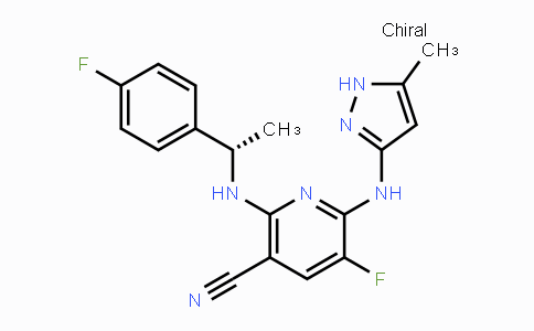 MC107057 | 905586-69-8 | (S)-5-Fluoro-2-((1-(4-fluorophenyl)ethyl)amino)-6-((5-methyl-1H-pyrazol-3-yl)amino)nicotinonitrile