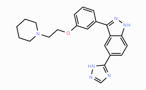 CAS No. 395104-30-0, 3-(3-(2-(Piperidin-1-yl)ethoxy)phenyl)-5-(1H-1,2,4-triazol-5-yl)-1H-indazole