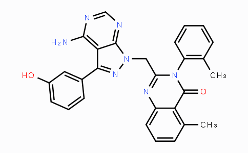 CAS No. 900185-02-6, 2-((4-Amino-3-(3-hydroxyphenyl)-1H-pyrazolo[3,4-d]pyrimidin-1-yl)methyl)-5-methyl-3-(o-tolyl)quinazolin-4(3H)-one