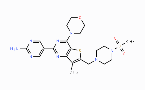 CAS No. 1032754-81-6, 5-(7-Methyl-6-((4-(methylsulfonyl)piperazin-1-yl)methyl)-4-morpholinothieno[3,2-d]pyrimidin-2-yl)pyrimidin-2-amine