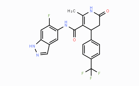 CAS No. 864082-47-3, N-(6-Fluoro-1H-indazol-5-yl)-2-methyl-6-oxo-4-(4-(trifluoromethyl)-phenyl)-1,4,5,6-tetrahydropyridine-3-carboxamide