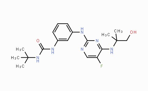 CAS No. 1251752-12-1, 1-(tert-Butyl)-3-(3-((5-fluoro-4-((1-hydroxy-2-methylpropan-2-yl)amino)pyrimidin-2-yl)amino)phenyl)urea