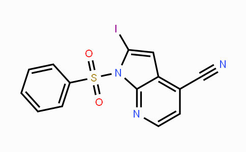 CAS No. 1227270-55-4, 1-(Phenylsulphonyl)-4-cyano-2-iodo-7-azaindole