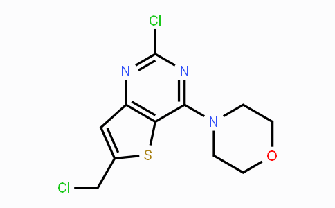 CAS No. 1381841-06-0, 4-(2-Chloro-6-(chloromethyl)thieno-[3,2-d]pyrimidin-4-yl)morpholine