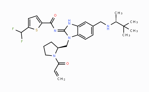 CAS No. 1575818-46-0, (E)-N-(1-(((R)-1-Acryloylpyrrolidin-2-yl)methyl)-5-((((S)-3,3-dimethylbutan-2-yl)amino)methyl)-1H-benzo[d]imidazol-2(3H)-ylidene)-5-(difluoromethyl)thiophene-2