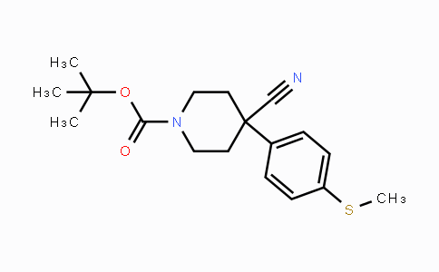 CAS No. 1673527-14-4, tert-Butyl 4-cyano-4-(4-(methylthio)-phenyl)piperidine-1-carboxylate