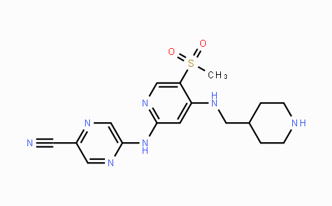 CAS No. 1137478-02-4, 5-((5-(Methylsulfonyl)-4-((piperidin-4-ylmethyl)amino)-pyridin-2-yl)amino)pyrazine-2-carbonitrile