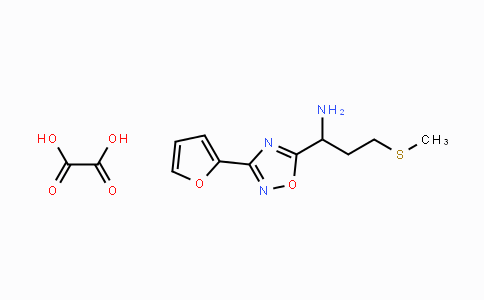 CAS No. 1820650-54-1, 1-(3-(Furan-2-yl)-1,2,4-oxadiazol-5-yl)-3-(methylthio)propan-1-amine oxalate