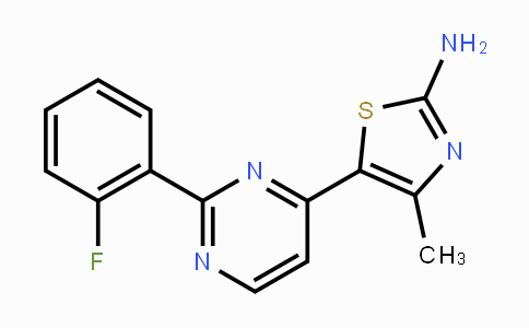 CAS No. 1217487-21-2, 5-(2-(2-Fluorophenyl)pyrimidin-4-yl)-4-methylthiazol-2-amine