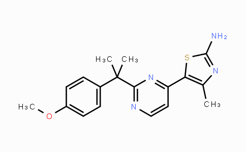 CAS No. 1217487-31-4, 5-(2-(2-(4-Methoxyphenyl)propan-2-yl)pyrimidin-4-yl)-4-methylthiazol-2-amine