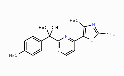 CAS No. 1217487-36-9, 4-Methyl-5-(2-(2-p-tolylpropan-2-yl)-pyrimidin-4-yl)thiazol-2-amine