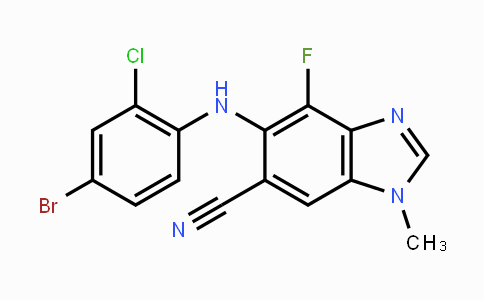CAS No. 917980-15-5, 5-(4-Bromo-2-chlorophenylamino)-4-fluoro-1-methyl-1H-benzo[d]imidazole-6-carbonitrile