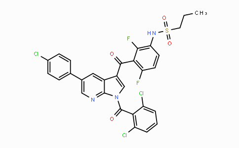 CAS No. 1262985-23-8, N-(3-(5-(4-Chlorophenyl)-1-(2,6-dichlorobenzoyl)-1H-pyrrolo[2,3-b]-pyridine-3-carbonyl)-2,4-difluorophenyl)propane-1-sulfonamide