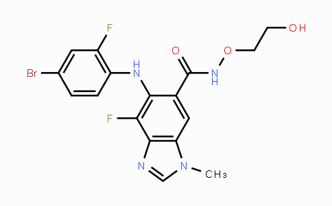 CAS No. 606143-89-9, 5-[(4-Bromo-2-fluorophenyl)amino]-4-fluoro-N-(2-hydroxyethoxy)-1-methyl-1H-benzimidazole-6-carboxamide