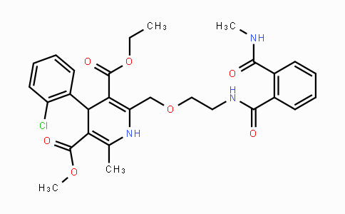 CAS No. 721958-72-1, 3-Ethyl 5-methyl 4-(2-chlorophenyl)-6-methyl-2-((2-(2-(methylcarbamoyl)-benzamido)ethoxy)methyl)-1,4-dihydropyridine-3,5-dicarboxylate