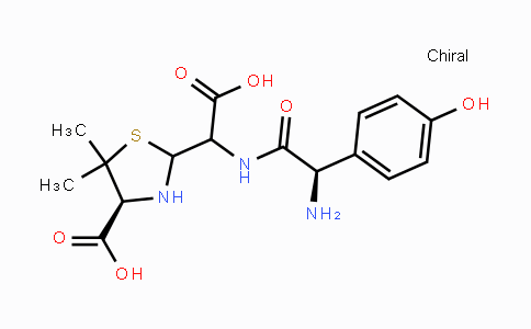 CAS No. 42947-63-7, (4S)-2-(((R)-2-Amino-2-(4-hydroxyphenyl)acetamido)(carboxy)-methyl)-5,5-dimethylthiazolidine-4-carboxylic acid