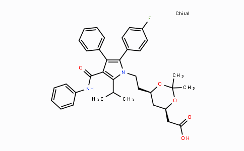 CAS No. 581772-29-4, 2-((4R,6R)-6-(2-(2-(4-Fluorophenyl)-5-isopropyl-3-phenyl-4-(phenylcarbamoyl)-1H-pyrrol-1-yl)ethyl)-2,2-dimethyl-1,3-dioxan-4-yl)acetic acid