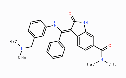 CAS No. 1265916-41-3, (Z)-3-((3-((Dimethylamino)methyl)phenylamino)(phenyl)methylene)-N,N-dimethyl-2-oxoindoline-6-carboxamide
