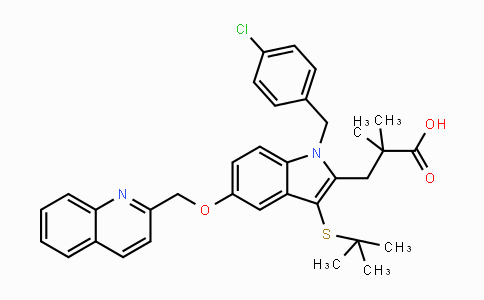 CAS No. 136668-42-3, 3-(3-(tert-Butylthio)-1-(4-chlorobenzyl)-5-(quinolin-2-ylmethoxy)-1H-indol-2-yl)-2,2-dimethylpropanoic acid