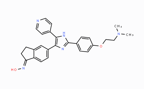 CAS No. 405554-55-4, (E)-5-(2-(4-(2-(Dimethylamino)ethoxy)phenyl)-5-(pyridin-4-yl)-1H-imidazol-4-yl)-2,3-dihydro-1H-inden-1-one oxime