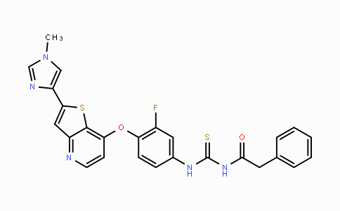 CAS No. 875337-44-3, N-(3-Fluoro-4-(2-(1-methyl-1H-imidazol-4-yl)thieno[3,2-b]pyridin-7-yloxy)phenylcarbAmothioyl)-2-phenylacetamide