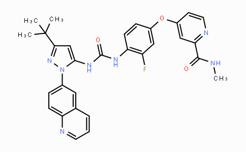 MC111522 | 1020172-07-9 | 4-(4-(3-(3-(tert-Butyl)-1-(quinolin-6-yl)-1H-pyrazol-5-yl)ureido)-3-fluorophenoxy)-N-methylpicolinamide