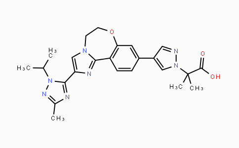 CAS No. 1282513-03-4, 2-(4-(2-(1-Isopropyl-3-methyl-1H-1,2,4-triazol-5-yl)-5,6-dihydrobenzo[f]imidazo[1,2-d][1,4]oxazepin-9-yl)-1H-pyrazol-1-yl)-2-methylpropanoic acid