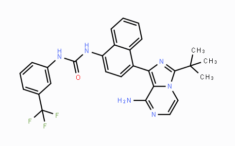 CAS No. 1589527-65-0, 1-(4-(8-Amino-3-(tert-butyl)imidazo[1,5-a]pyrazin-1-yl)naphthalen-1-yl)-3-(3-(trifluoromethyl)phenyl)urea
