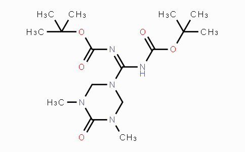 CAS No. 911857-61-9, tert-Butyl (((tert-butoxycarbonyl)imino)(3,5-dimethyl-4-oxo-1,3,5-triazinan-1-yl)methyl)carbamate