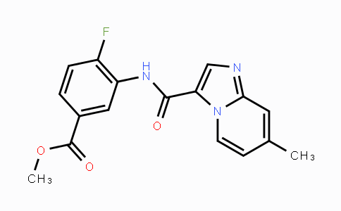 CAS No. 1426654-03-6, 4-Fluoro-3-[(7-methyl-imidazo[1,2-a]pyridine-3-carbonyl)-amino]-benzoic acid methyl ester