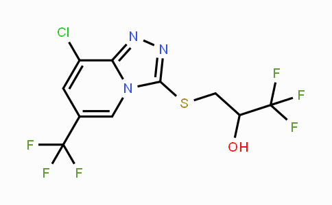 CAS No. 1823183-33-0, 3-((8-Chloro-6-(trifluoromethyl)-[1,2,4]triazolo[4,3-a]pyridin-3-yl)thio)-1,1,1-trifluoropropan-2-ol