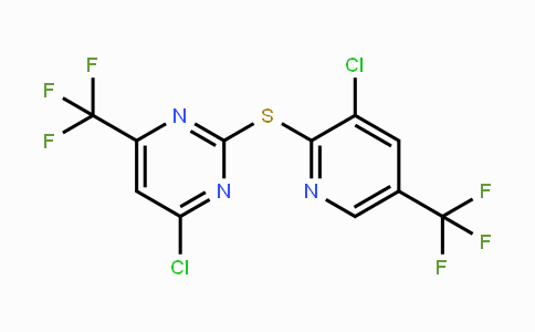 CAS No. 1823183-75-0, 4-Chloro-2-((3-chloro-5-(trifluoromethyl)pyridin-2-yl)thio)-6-(trifluoromethyl)pyrimidine