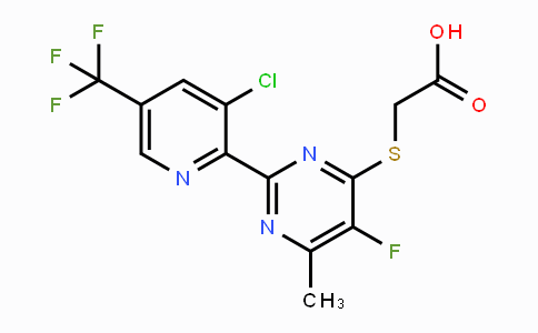 CAS No. 1823183-14-7, 2-((2-(3-Chloro-5-(trifluoromethyl)pyridin-2-yl)-5-fluoro-6-methylpyrimidin-4-yl)thio)acetic acid