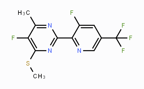 CAS No. 1823183-51-2, 5-Fluoro-2-(3-fluoro-5-(trifluoromethyl)pyridin-2-yl)-4-methyl-6-(methylthio)pyrimidine