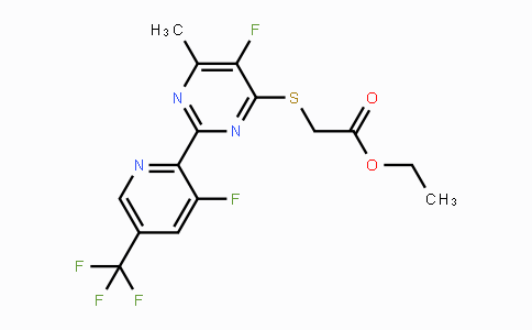 CAS No. 1823182-79-1, Ethyl 2-((5-fluoro-2-(3-fluoro-5-(trifluoromethyl)pyridin-2-yl)-6-methylpyrimidin-4-yl)thio)acetate