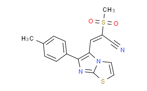 MC112T82 | 691883-97-3 | (E)-3-[6-(4-METHYLPHENYL)IMIDAZO[2,1-B][1,3]THIAZOL-5-YL]-2-(METHYLSULFONYL)-2-PROPENENITRILE