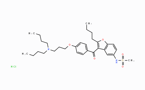 CAS No. 141625-93-6, N-(2-Butyl-3-(4-(3-(dibutylamino)propoxy)benzoyl)-benzofuran-5-yl)methanesulfonamide hydrochloride