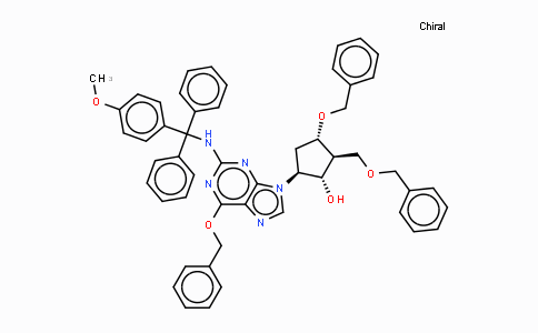 CAS No. 142217-78-5, (1S,2S,3S,5S)-3-(Benzyloxy)-5-(6-(benzyloxy)-2-(((4-methoxyphenyl)diphenylmethylamino)-9H-purin-9-yl)-2-((benzyloxy)methyl)cyclopentanol