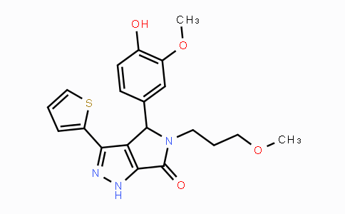 CAS No. 939742-60-6, 4-(4-Hydroxy-3-methoxyphenyl)-5-(3-methoxypropyl)-3-(thiophen-2-yl)-4,5-dihydropyrrolo[3,4-c]pyrazol-6(1H)-one