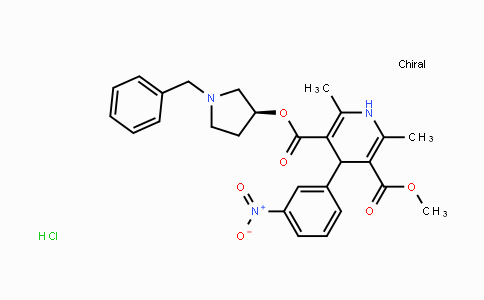 CAS No. 104757-53-1, 3-((S)-1-Benzylpyrrolidin-3-yl) 5-methyl 2,6-dimethyl-4-(3-nitrophenyl)-1,4-dihydropyridine-3,5-dicarboxylate hydrochloride