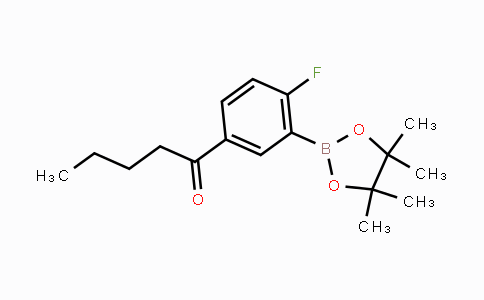 CAS No. 1150271-37-6, 1-(4-Fluoro-3-(4,4,5,5-tetramethyl-1,3,2-dioxaborolan-2-yl)phenyl)pentan-1-one