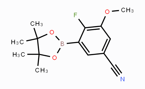 CAS No. 1150561-55-9, 4-Fluoro-3-methoxy-5-(4,4,5,5-tetramethyl-1,3,2-dioxaborolan-2-yl)benzonitrile