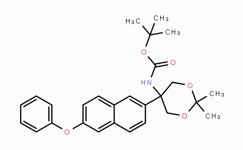 CAS No. 1206676-76-7, tert-Butyl 2,2-dimethyl-5-(6-phenoxynaphthalen-2-yl)-1,3-dioxan-5-ylcarbamate