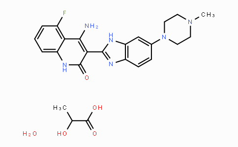 CAS No. 915769-50-5, 4-Amino-5-fluoro-3-(6-(4-methylpiperazin-1-yl)-1H-benzo[d]imidazol-2-yl)quinolin-2(1H)-one 2-hydroxypropanoate hydrate