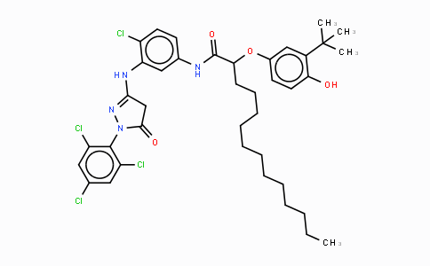 CAS No. 61354-99-2, 2-(3-(tert-Butyl)-4-hydroxyphenoxy)-N-(4-chloro-3-((5-oxo-1-(2,4,6-trichloro-phenl)-4,5-dihydro-1H-pyrazol-3-yl)amino)phenyl)tetradecanamide